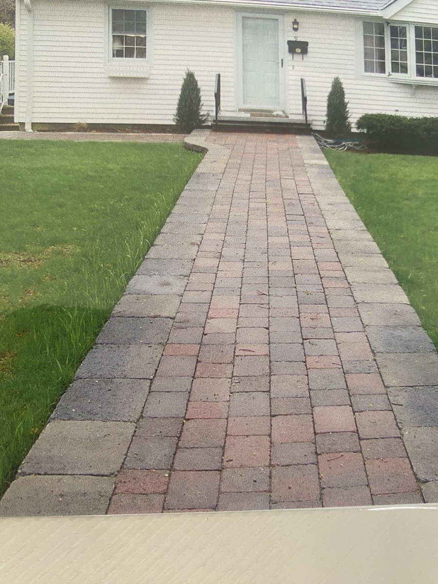 Paver walkway with professional edging in Central Massachusetts