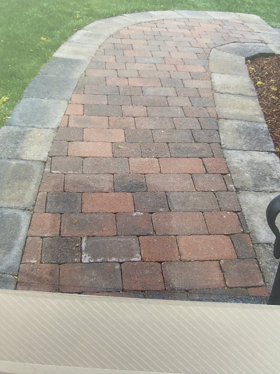 Paver walkway with professional edging in Central Massachusetts
