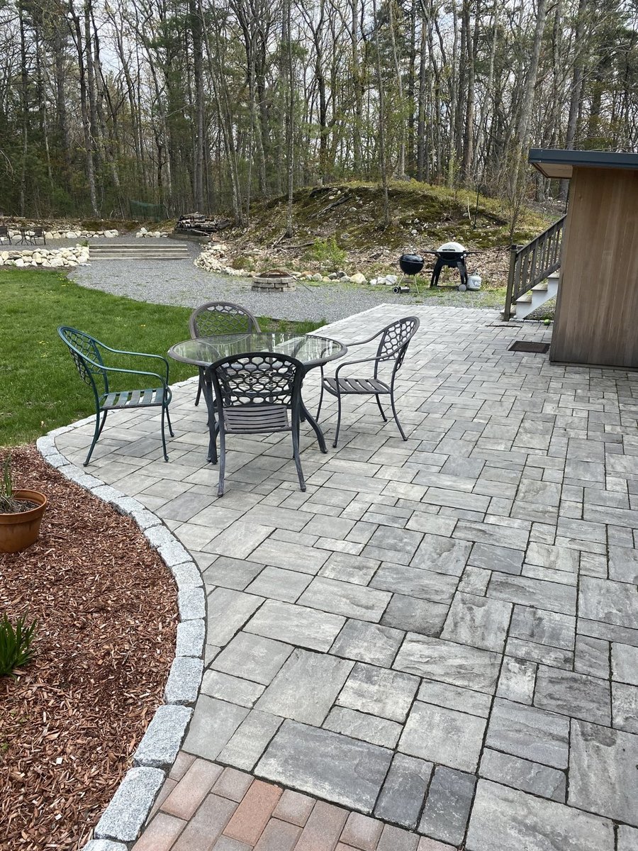 Paver patio installation by DNA Landscaping in Westborough, Massachusetts