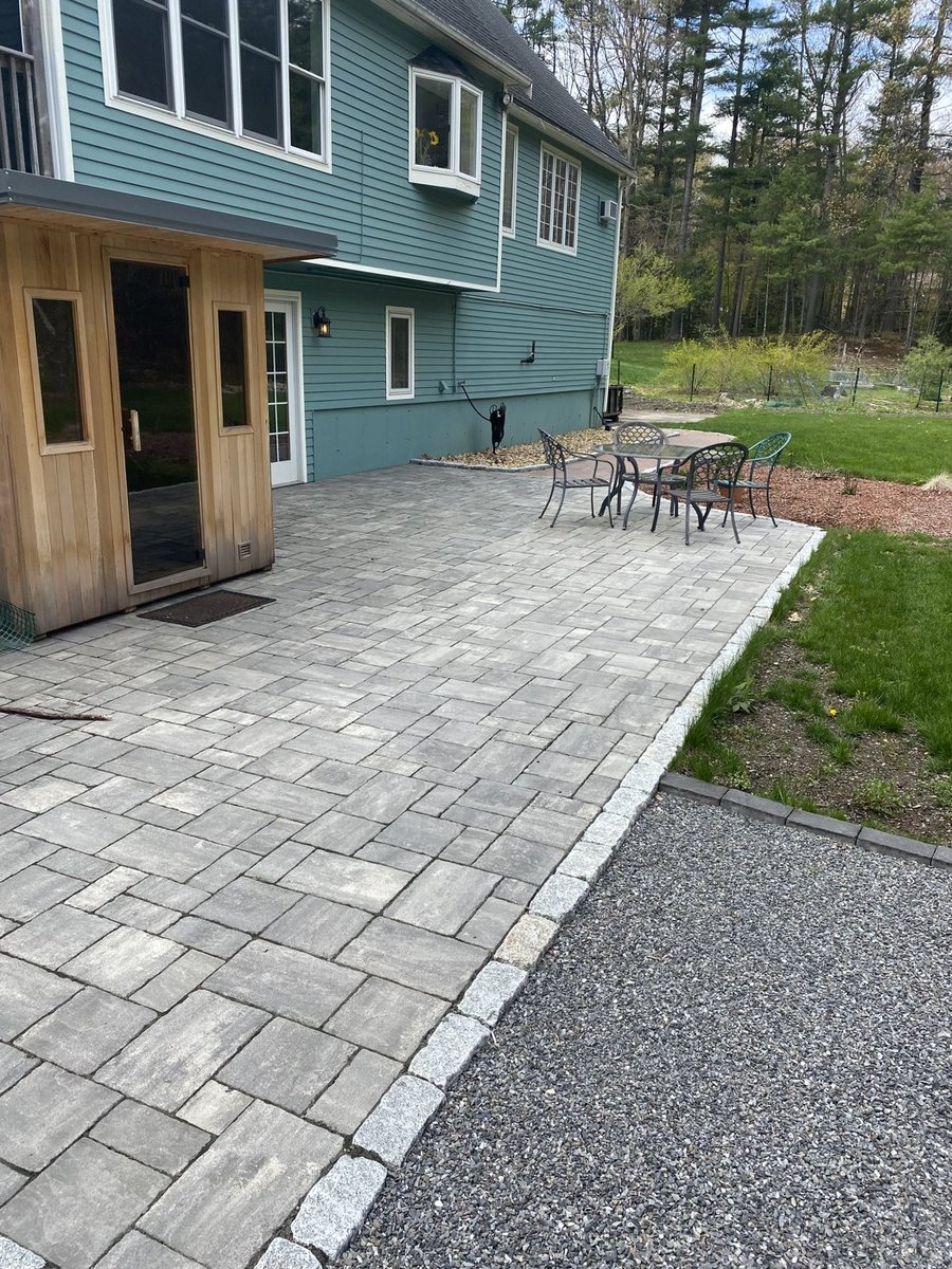 Paver patio installation by DNA Landscaping in Westborough, Massachusetts