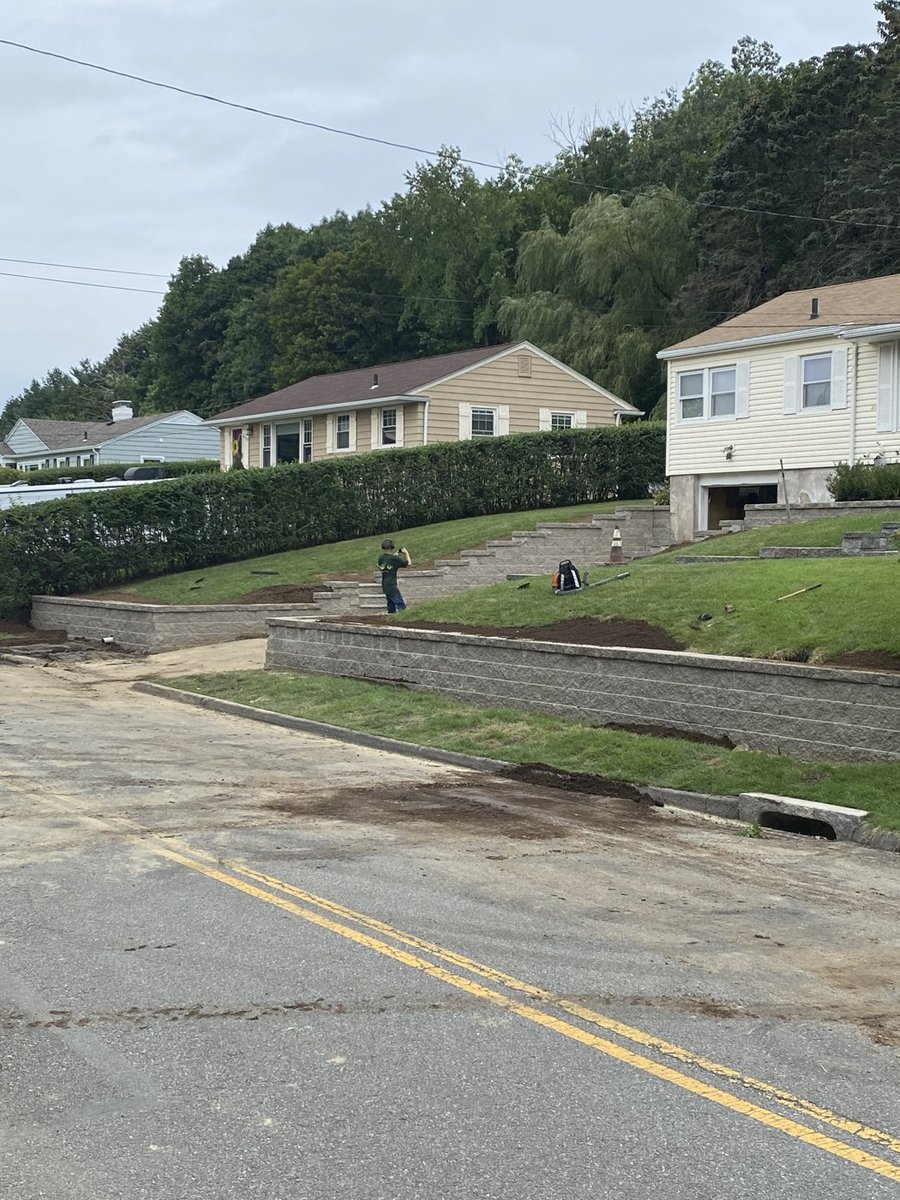 Retaining wall and landscape edging in Central Massachusetts
