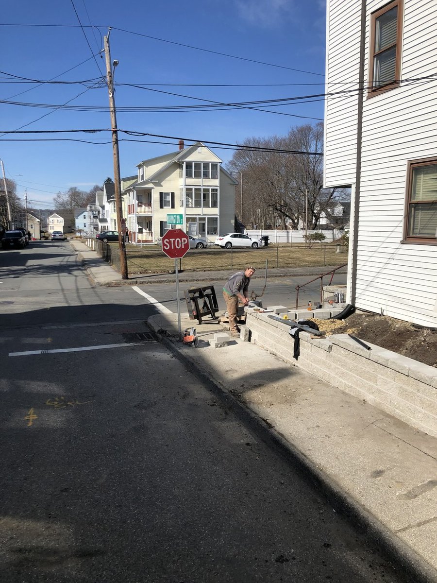 Retaining wall and landscape edging in Central Massachusetts