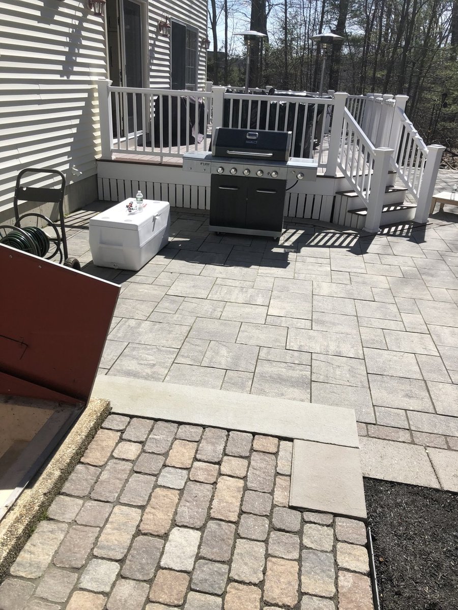 Paver patio installation by DNA Landscaping in Westborough, Massachusetts